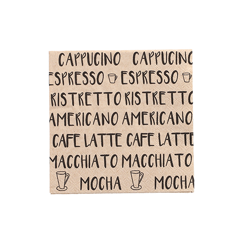 20 Servietten, 3-lagig 1/4-Falz 25 cm x 25 cm natur "Coffee Specialities" aus recyceltem Papier