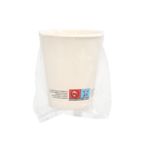 25 Trinkbecher, Pappe 0,2 L Ø 8 cm · 9,2 cm weiss einzeln gehüllt