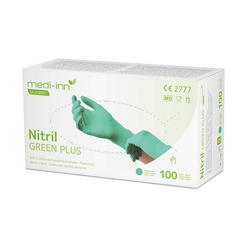 100 "Medi-Inn Classic" Handschuhe, Nitril puderfrei grün "Green Plus" Größe: L