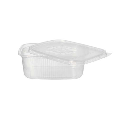 50 Verpackungsbecher mit Deckel, PP eckig 200 ml 4,4 cm x 8,9 cm x 11,4 cm transparent