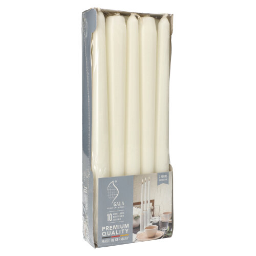 10 Leuchterkerzen Ø 2,3 cm · 25 cm weiss