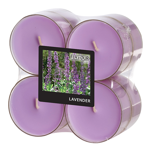 8 "GALA" Maxi Duftlichte Ø 59 mm · 24 mm violett - Lavender in Polycarbonathülle
