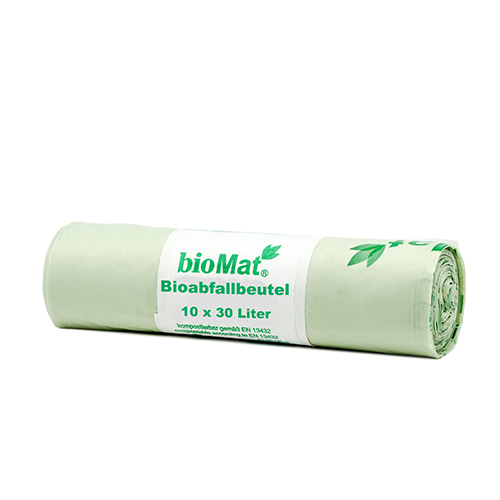 10 "bioMat" Kompostbeutel auf Stärkebasis 30 L 60 cm x 53 cm ohne Tragegriff