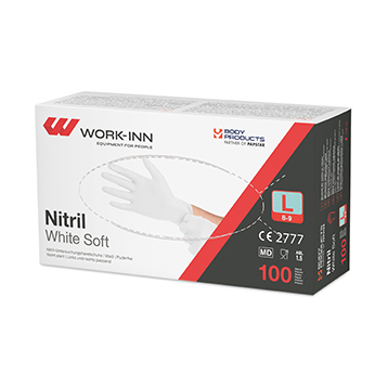 100 "WORK-INN/PS" Handschuhe Nitril puderfrei "White Soft" weiss Größe: L