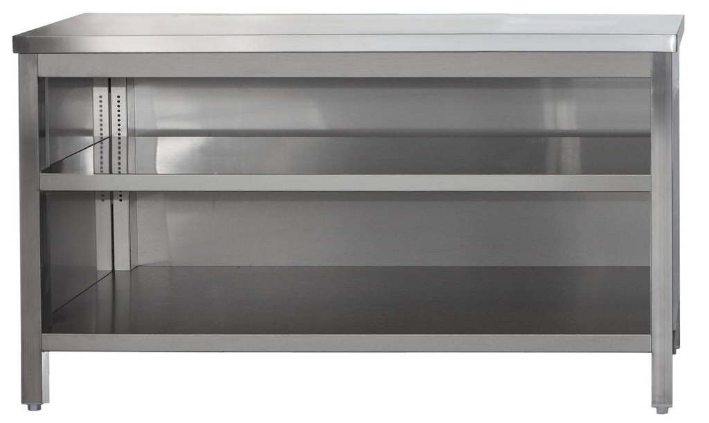 Edelstahl Arbeitsschrank offen mit höhenverstellbaren Zwischenboden | Bautiefe 800mm |  AISI 304