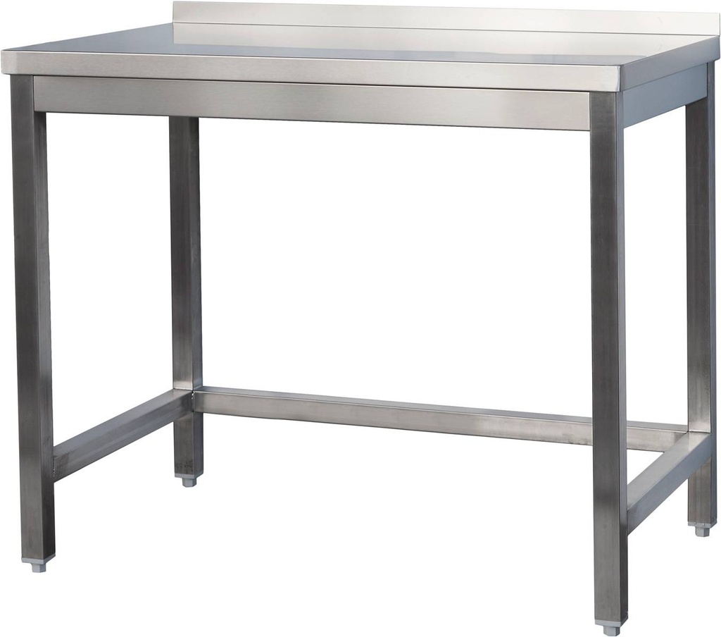 Edelstahl Arbeitstisch mit Aufkantung verschweißt | Bautiefe 800mm | ohne Grundboden | AISI 304