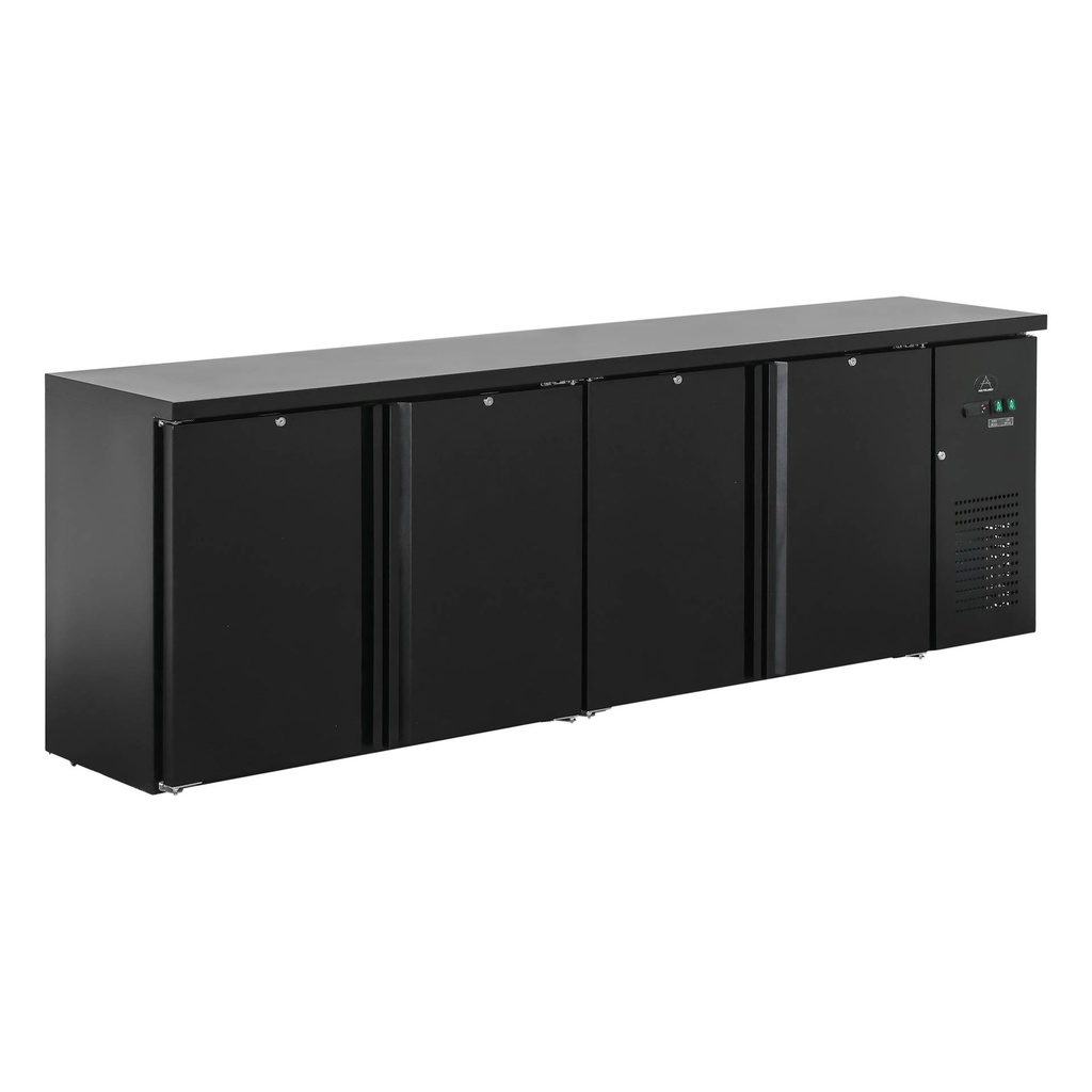 Flaschenkühltisch 600 Liter | Schwarz | 4 Türen | 2545 x 520 x 840 mm