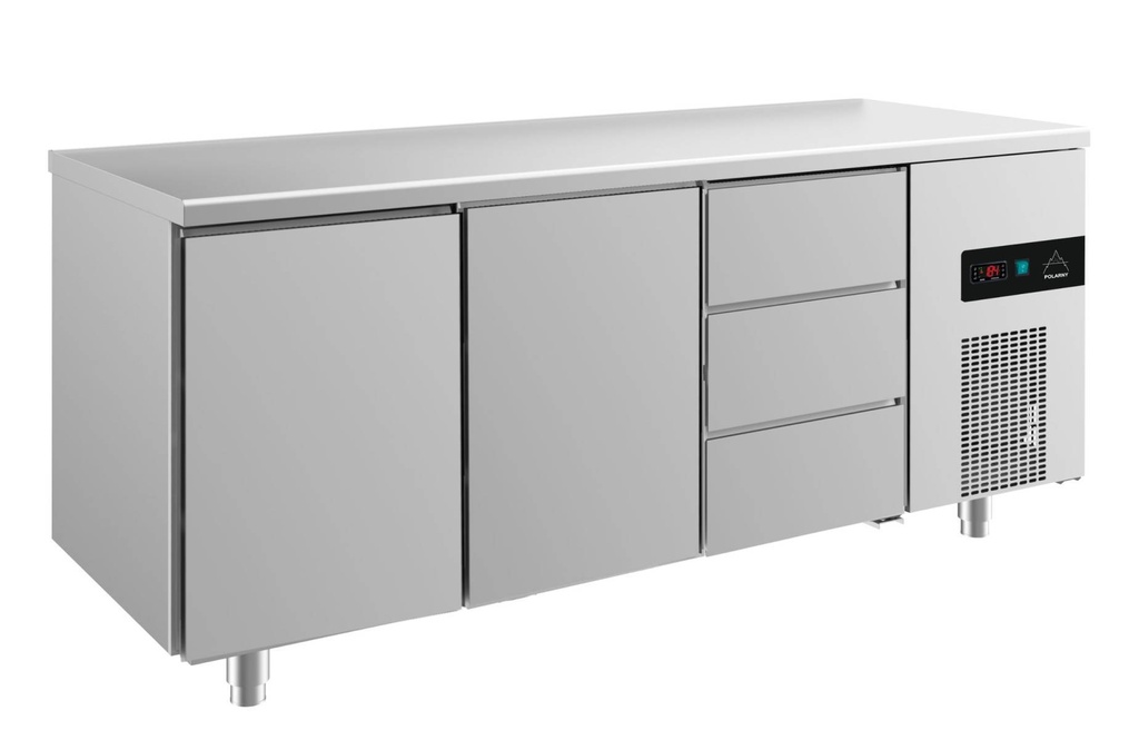 Kühltisch -2 bis +8°C 1865x700x850mm mit 2x Türen und 1x drei Schubladen