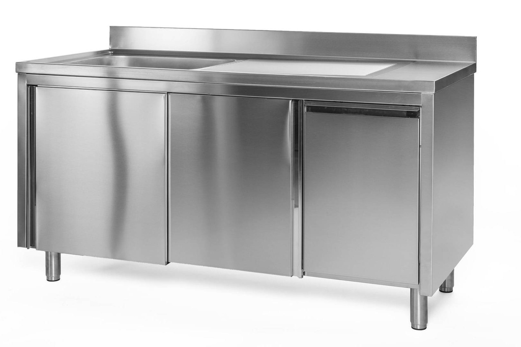 Spülschrank mit Abfallbehälter, 1 Becken rechts, Bautiefe 700 mm | 160x700x850 mm