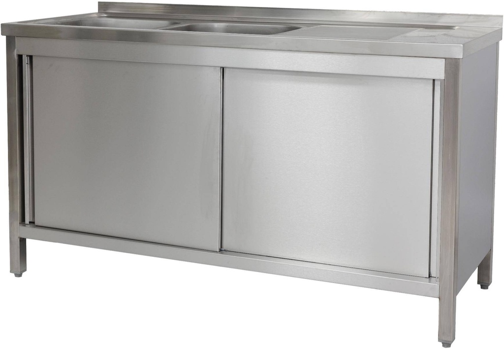 Spülschrank 1900 x 700 x 850 mm 2 Becken links, mit Schubladenblock, 700 mm Tiefe
