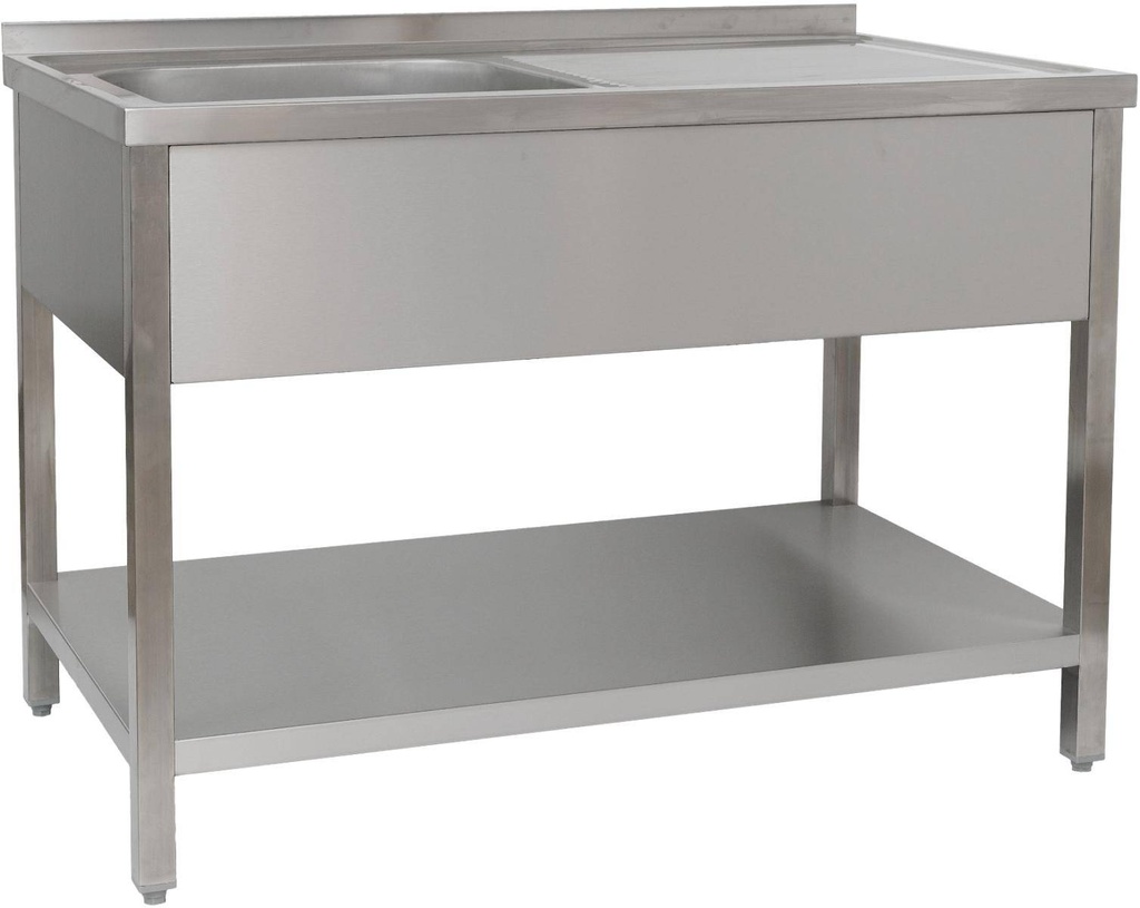 Spültisch 1200 x 600 x 850 mm 1 Becken links, mit Grundboden  600 mm Tiefe