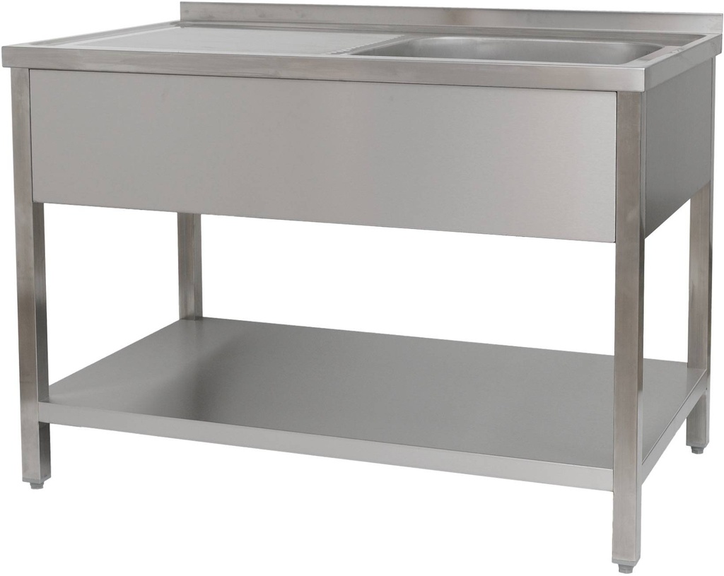 Spültisch 1200 x 700 x 850 mm 1 Becken rechts, mit Grundboden  700 mm Tiefe