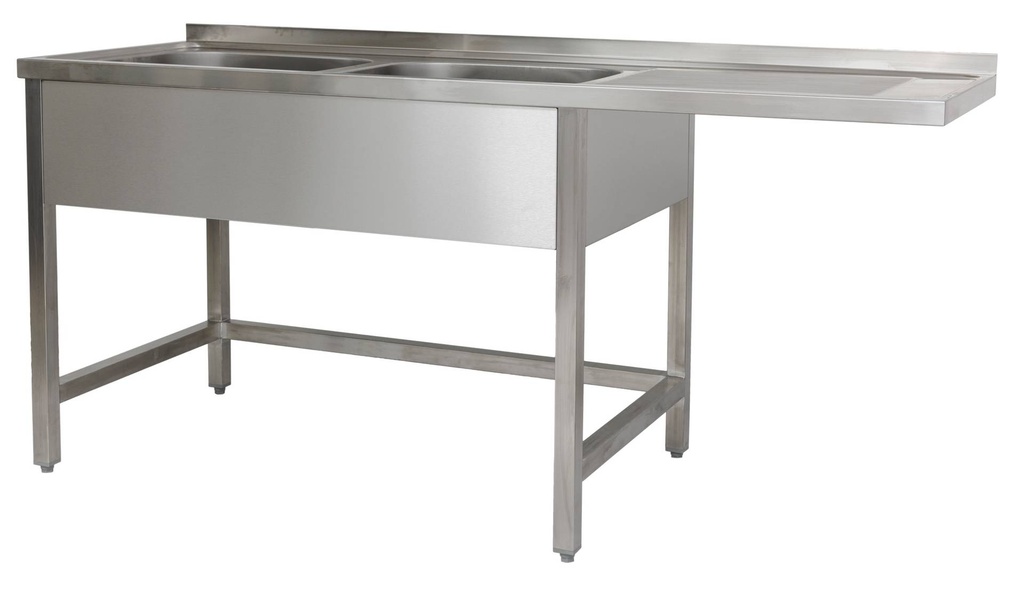 Spülzentrum 1600 x 700 x 850 mm 2 Becken links, ohne Grundboden      700 mm Tiefe