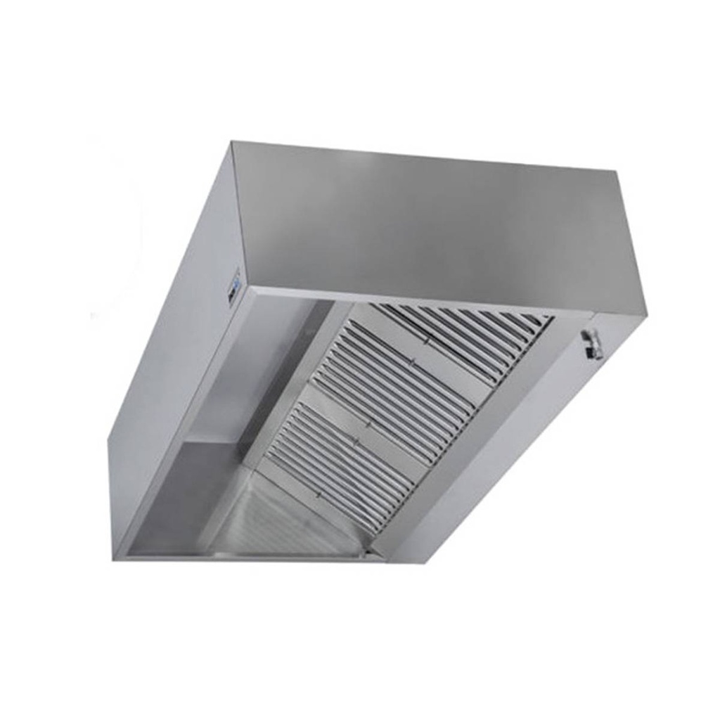 Kastenhaube ohne Motor | Edelstahl AISI 430 | Rundumlaufende Fettauffangrinne | Filter: 1 | 700x700x450 mm