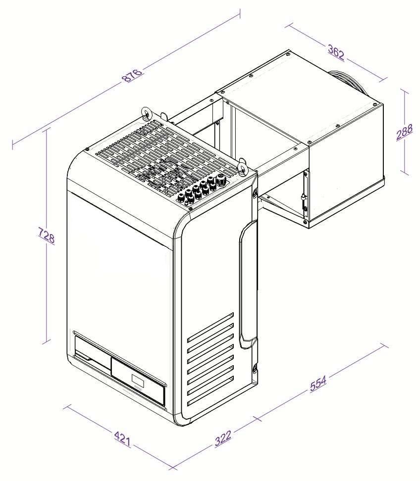 Kühlaggregate Huckepack 6 mit Anbindung, 421 x 876 x 728 mm, weiß
