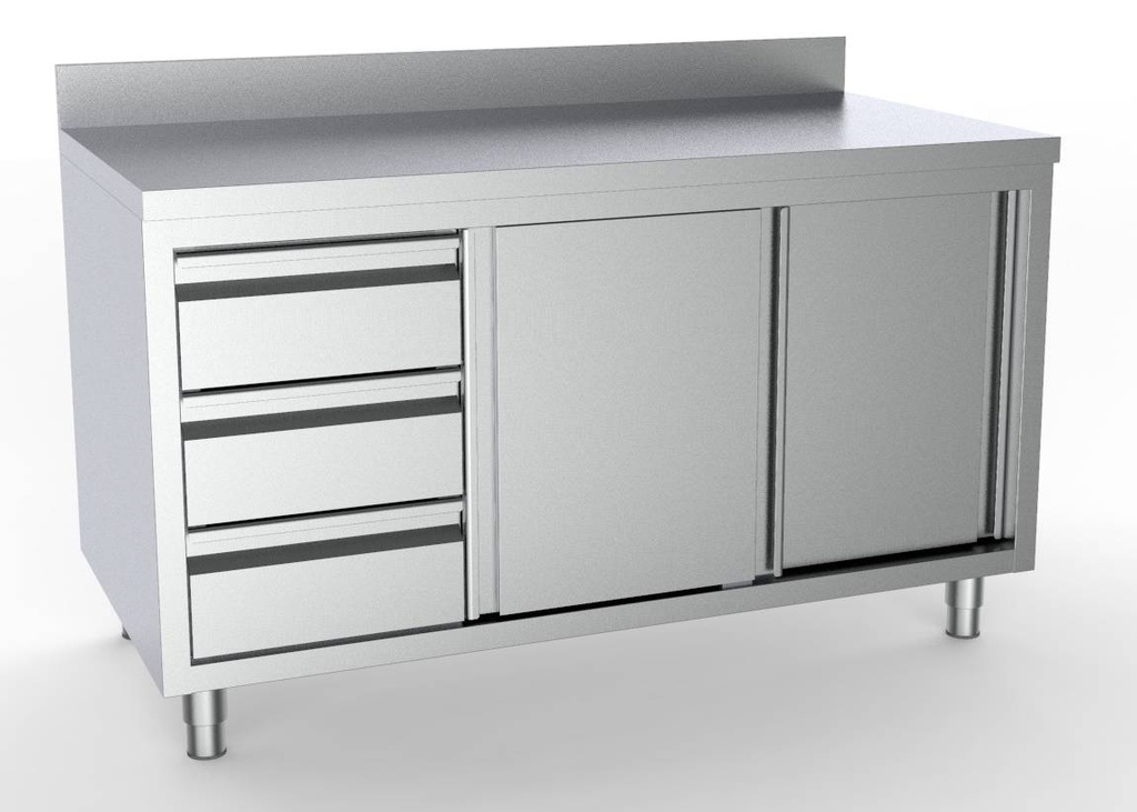 700 Arbeitstisch links mit Aufkantung aus Edelstahl, 2000 x 700 x 850 mm