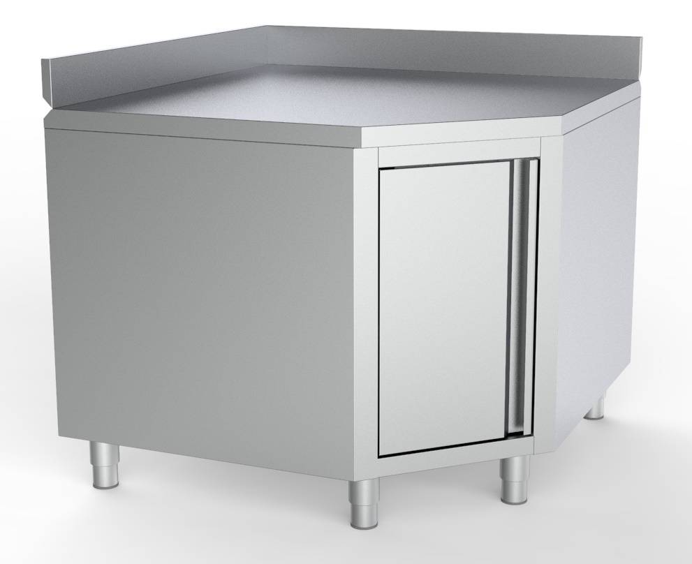 Arbeitstisch Ecke mit Aufkantung aus Edelstahl, 1000 x 700 x 850 mm