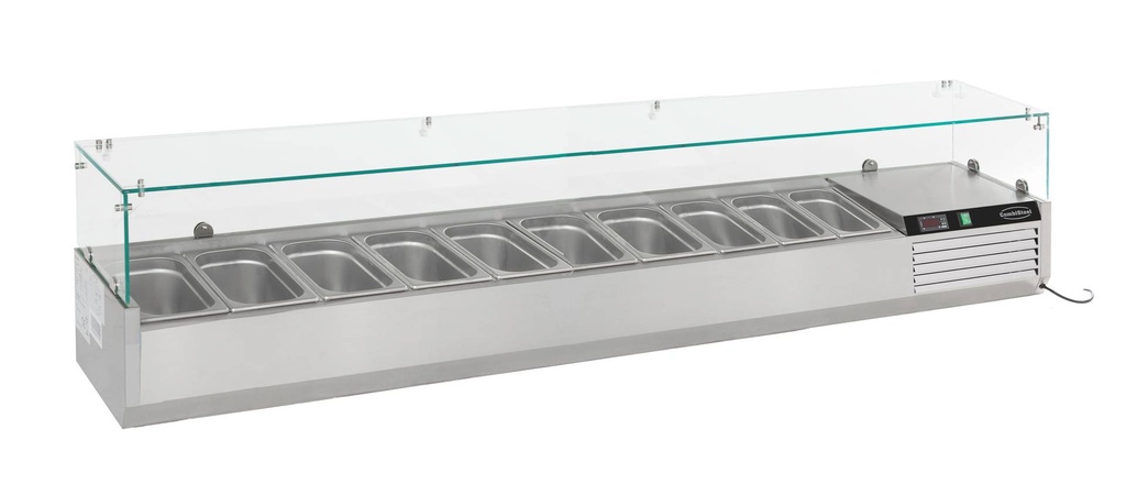 Aufsatzvitrine GN 1/ 1/4 aus Edelstahl, 2000 x 335 x 435 mm