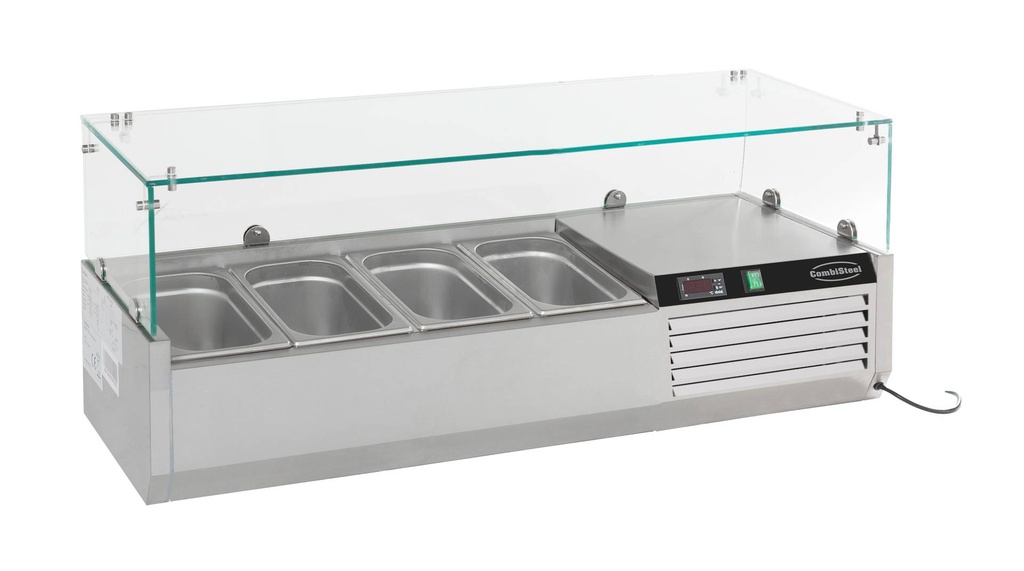 Aufsatzvitrine GN 1/ 1/3 aus Edelstahl, 1200 x 395 x 435 mm