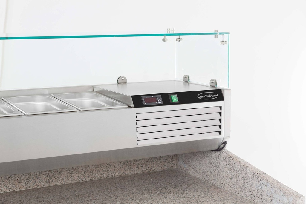 Aufsatzvitrine GN 1/ 1/3 aus Edelstahl, 1400 x 395 x 435 mm