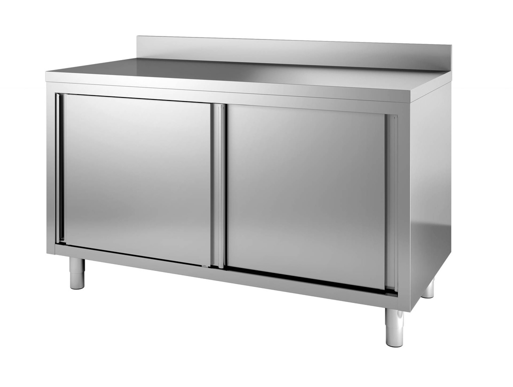 700 Arbeitstisch mit Schiebetüren aus Edelstahl, 1600 x 700 x 850 mm