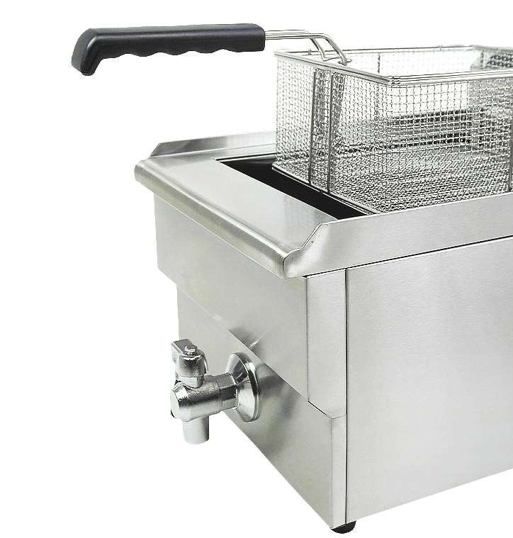 Elektro Tischfriteuse aus Edelstahl, 1 x 10 L, 340 x 560 x 380 mm