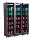 Kühlschrank 3 Glastüren, 1600 x 600 x 2100 mm, schwarz