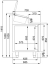 Saladette 2 aus Edelstahl, 7 x 1/3 GN, 1400 x 700 x 1090 mm, 178 L