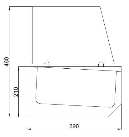 Aufsatzvitrine aus Edelstahl, 6 x 1/3 GN, 1550 x 390 x 460 mm