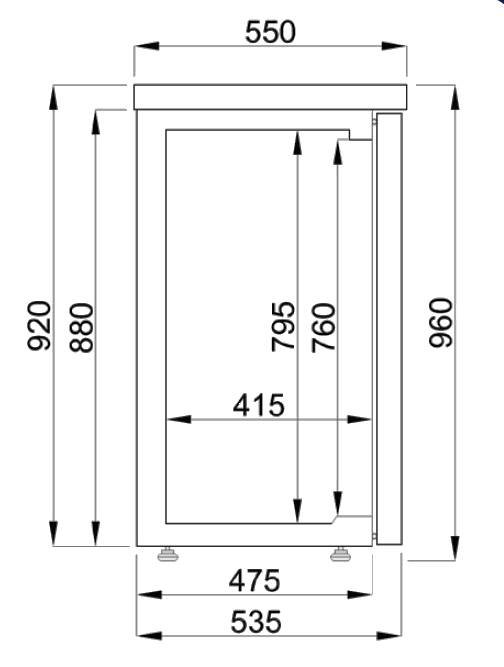 Barkühler 4 Türen, 2490 x 550 x 950 mm, schwarz