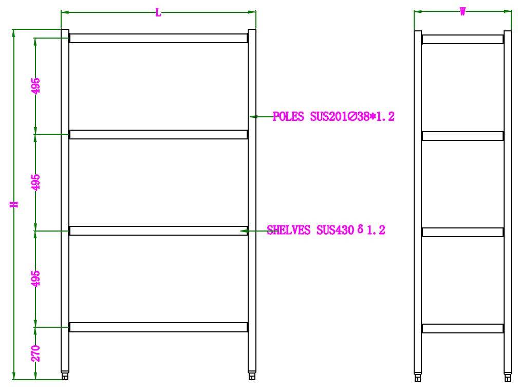 Wandbretter 4 Levels Selbstmotage, 1000 x 500 x 1800 mm