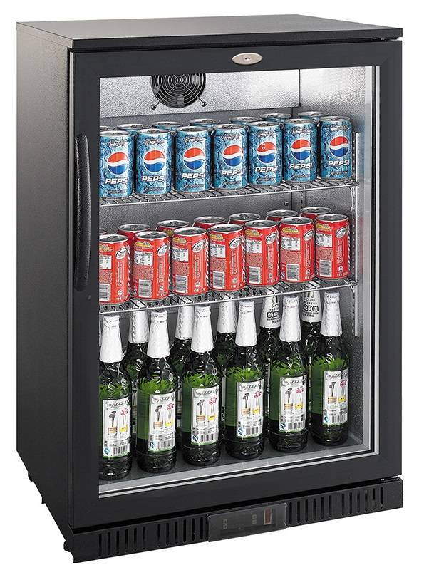Barkühler 1 Tür, 600 x 520 x 850 mm, 128 L, schwarz