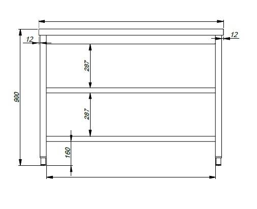 800 Arbeitstisch 2 Boden 2800, 2800 x 800 x 900 mm