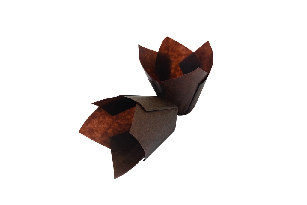 Muffinform Tulpe aus Zellulosepapier, Ø 50 mm, braun