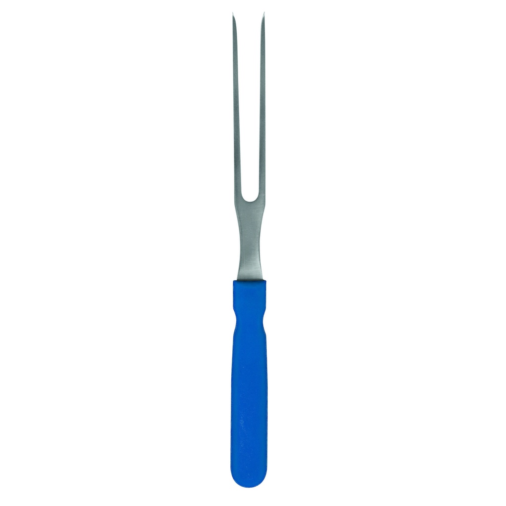 Wurstgabel aus Edelstahl und Polypropylen, 245 mm, blau
