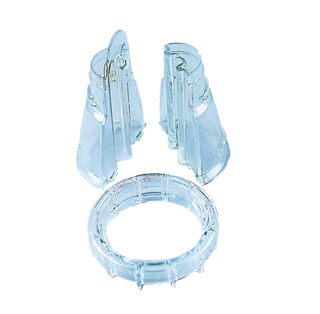 Tüllen-Adapter-Doppelt aus Polycarbonat, Ø 48 mm, 3-teilig