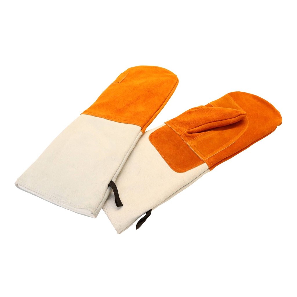 Leder Backhandschuhe gefüttert, 400 x 140 mm, orange