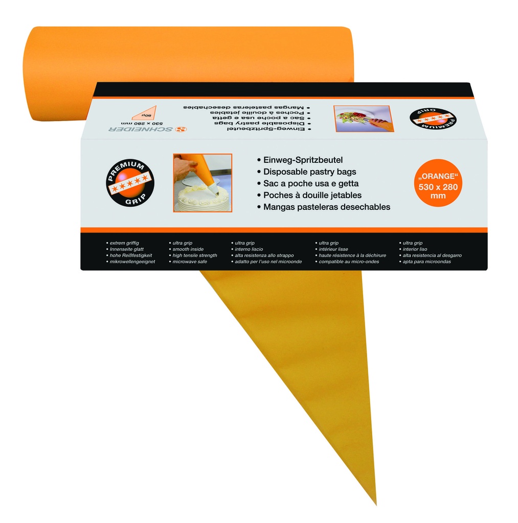Einweg-Spritzbeutel aus Polyethylen, 530 x 280 mm, orange