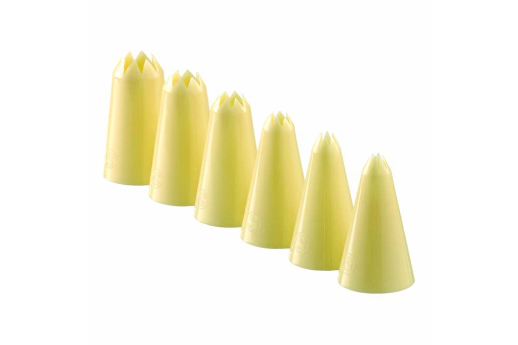 Sterntüllenset aus PP, Höhe 60 mm, elfenbein, 6 Teile