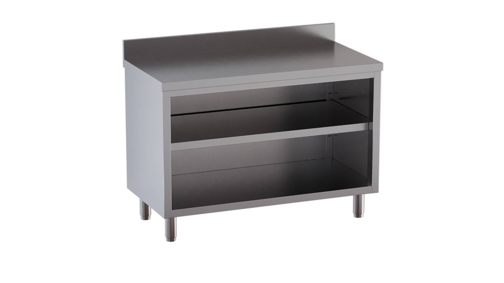Edelstahl-Arbeitsschrank ECO 12x7 offen mit Aufkantung