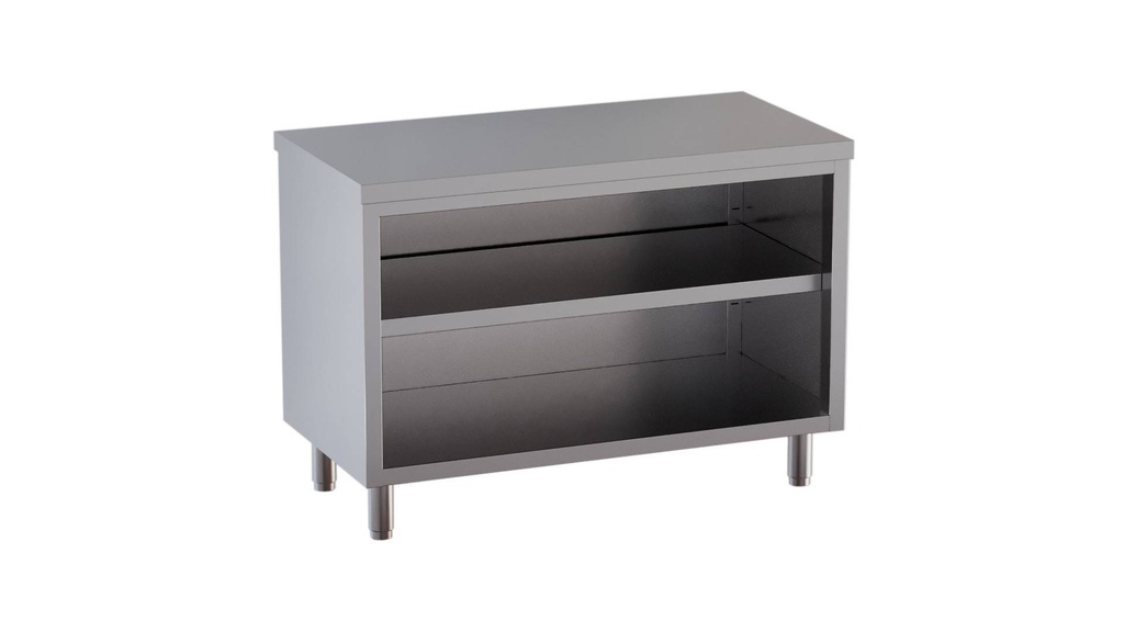 Edelstahl-Arbeitsschrank ECO 18x7 offen ohne Aufkantung