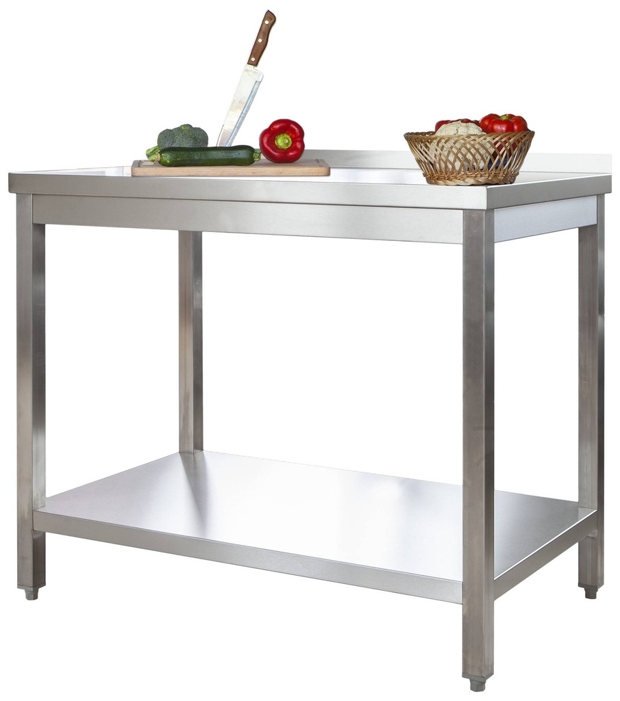 Edelstahl Arbeitstisch Profi 1800 x 700 mm - mit Grundboden und Aufkantung