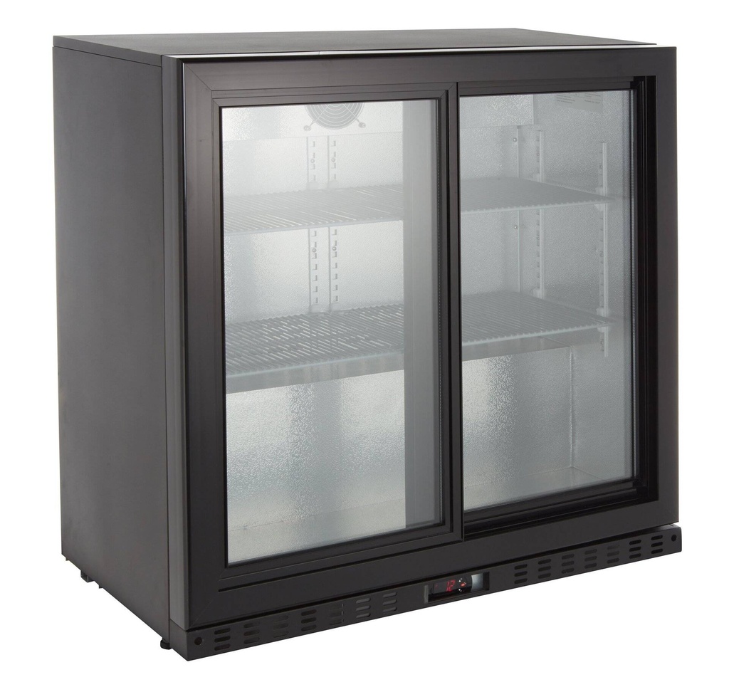 Barkühlschrank ECO 230 mit Schiebetüren schwarz, LED Beleuchtung, unterbaubar