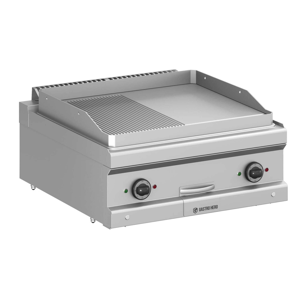 Elektrogrillplatte Serie 700 - 70/70 - ½ glatt, ½ gerillt  - Tischgerät