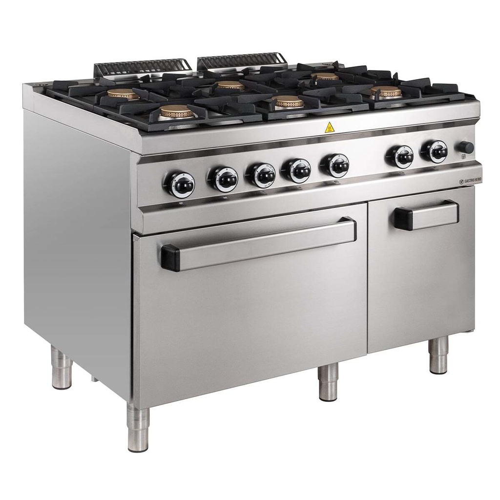 Gasherd Serie 700 - 110/70 mit Gasbackofen - 6 Kochstellen - 48 kW