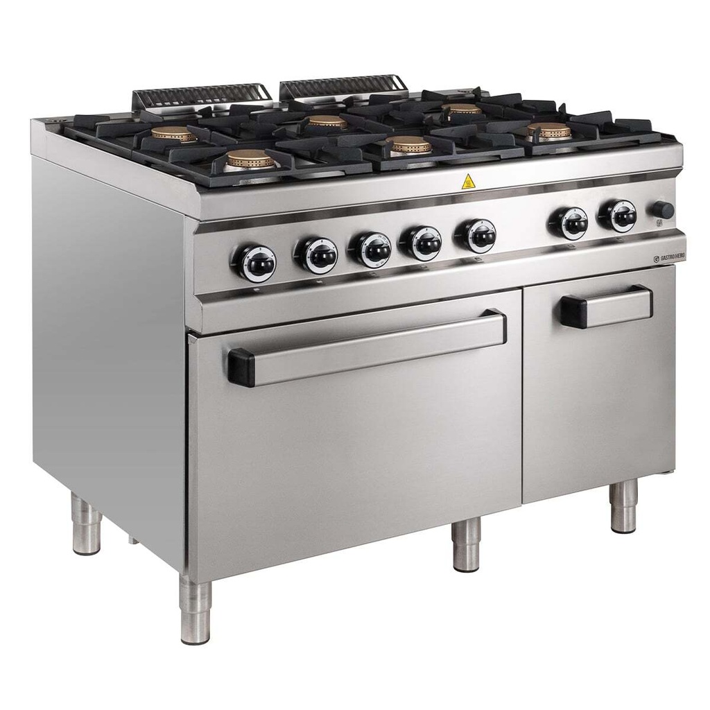 Gasherd Serie 700 - 110/70 mit Elektrobackofen - 6 Kochstellen - 42 kW