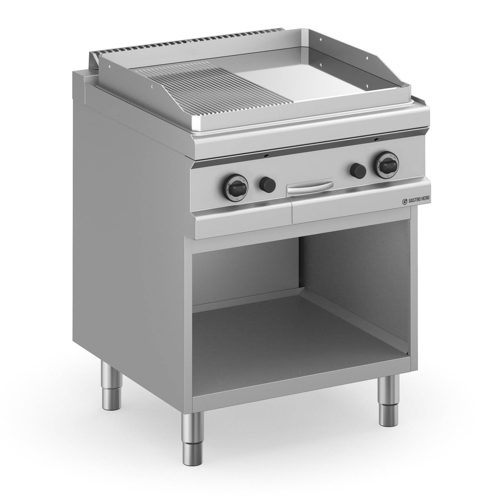 Gasgrillplatte Serie 700 - 70/70 - ½ glatt, ½ gerillt, verchromt