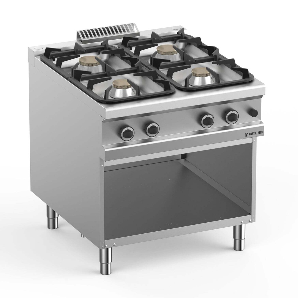 Gasherd  Serie 900 - 80/90 mit offenem Unterbau - 4 Kochstellen - 36 kW