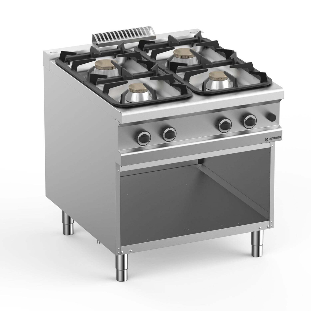 Gasherd  Serie 900 - 80/90 mit offenem Unterbau - 4 Kochstellen - 22 kW