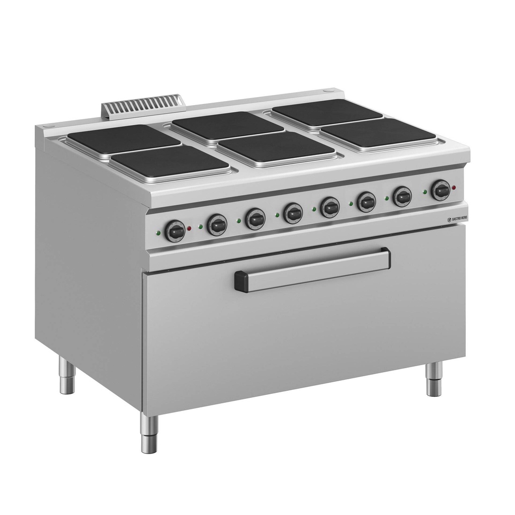 Elektroherd  Serie 900 - 120/90 mit großem Elektrobackofen - 6 quadratische Kochfelder  - 30 kW